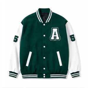 Chaqueta Letterman de Lana Verde y Blanca 2026 para Hombre, Abrigo Universitario de Béisbol, Largo Regular, con Logotipo Personalizado - Product Image 2