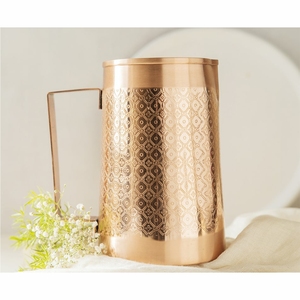 Pure <b>Copper</b> Water Jug Pitcher Ayurveda Health Benefit Healing Vessel Handmade Engraved <b>Copper</b> Carafe Pot for Home Hotel Jugs - Product Image 1