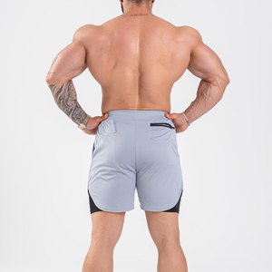 OEM Men’s Sports Double <b>Layer</b> Shorts Breathable Running Gym Workout Shorts with Inner Tights - Product Image 4