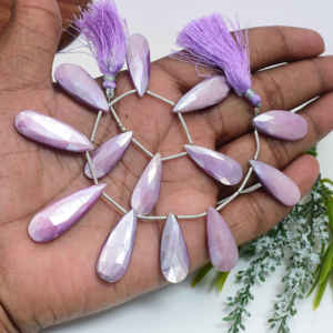 Cadena de Cuentas de Piedra Lunar Púrpura Natural Facetada en Forma de Pera de 8 Pulgadas, Gema Auténtica para la Fabricación de Joyas, Pulseras y Collares - Product Image 4