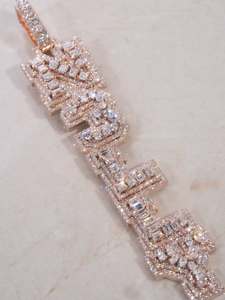 Colgante de Letra Personalizada de Plata de Ley Bañada en Rodio Oro Rosa con Moissanita y Circonitas Baguette - Product Image 1