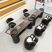 Table de Manucure Suessen Moderne en Métal Crème avec Plateau en Marbre et Rangement Supplémentaire, Poste de Travail pour Salon de Beauté et Spa - Offre Spéciale