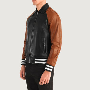 Nouvelle veste de baseball en cuir véritable et laine pour homme, élégante et de couleur différente, style Letterman. - Product Image 2