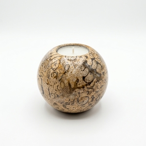 Round Ceramic <b>Tealight</b> <b>Holder</b> With Abstract Pattern Heat Resistant Home Decoration Customized Design OEM ODM - Product Image 1