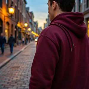 Custom <b>Burgundy</b> Minimalist Pullover <b>Hoodie</b> <b>Men's</b> Casual Sweatshirt Hooded Sportswear OEM ODM Wholesale Manufacturer - Product Image 6