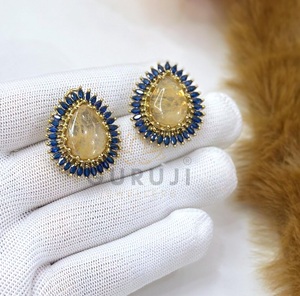 STUNNING SPARKLES Stylish High Quality Gold Plated Brass <b>Stud</b> <b>Earrings</b> Zircon Stones Women Evening Party Wear Trendy Fashion - Product Image 4