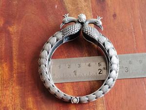 Oxidized <b>Silver</b> Brass Peacock Design <b>Cuff</b> <b>Bracelet</b> Traditional Ethnic Vintage Adjustable Kada for Unisex - Product Image 4