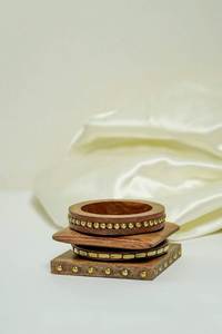 Premium Handcrafted Sheesham Wood <b>Bangles</b> with Brass Charms and Special Coating - Product Image 2