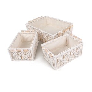 Panier de rangement en macramé fait main sur mesure, vente en gros, décoration bohème, corde de coton, panier creux tissé à la main avec poignée - Product Image 4