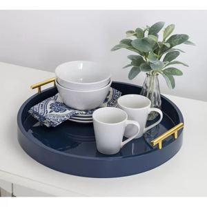 Bandeja de Servir de Resina Hecha a Mano al por Mayor con Asa de Metal para Mesa de Cocina y Comedor, Disponible a Precio de Venta para Exportación - Product Image 6