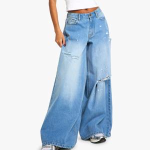 กางเกงยีนส์ขายส่งใหม่สำหรับผู้หญิงและชุดลำลอง คุณภาพดีเยี่ยม เอวสูง ราคาสมเหตุสมผล กางเกงยีนส์ผู้หญิง - Product Image 1