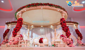 Mandap de Tres Pilares para Bodas Asiáticas, Estilo Palacio Blanco, Fibra de Vidrio Moderna, Tamaño Personalizado, Decoración Ligera para Bodas Indias, Último Diseño - Product Image 5