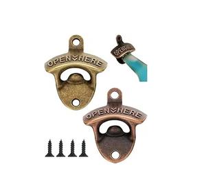 Abridores de botellas decorativos de metal para montar en la pared, fáciles de instalar, removedor de tapas de cerveza para el hogar, cocina o bar. - Product Image 5