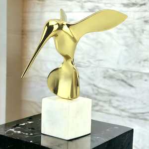 26cm H X 23cm W X 18cm L Aluminium Abstract Gold Bird Sculpture Handmade Eco-Friendly Contemporary Art Figurine Tabletop Baptism - Product Image 4
