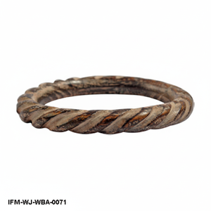 Brazalete de Madera Antiguo Hecho a Mano, Pulsera Vintage Tallada a Mano con Diseño de Cuerda Espiral Trenzada, Joyería Étnica Boho Natural - Product Image 1