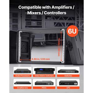 กล่องใส่เครื่องเสียงแบบติดตั้งบนแร็ค 6U ขนาด 12 นิ้ว ความลึกแบบ Shallow Rackmount พร้อมช่องเก็บไมโครโฟน ผลิตจากโพลีเอทิลีน - Product Image 2