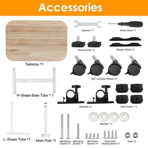 Escritorio Móvil con Ruedas, Inclinable 90 Grados, Mesa Auxiliar Portátil para Cama, Altura Ajustable, Carrito para Laptop, Escritorios para Computadora - Product Image 6