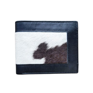 กระเป๋าสตางค์หนังวัวคุณภาพสูงสำหรับผู้ชาย กระเป๋าหนังลายขน ดีไซน์บางเฉียบ ทำมือ กระเป๋าสตางค์แบบพับสองตอน หนังแท้ - Product Image 6