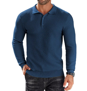 Wholesale <b>Men's</b> European American Lapel Anti-Wrinkle Casual Autumn Slim <b>Cardigan</b> <b>Long</b>-Sleeved Knitted Sweater Front Logo - Product Image 3