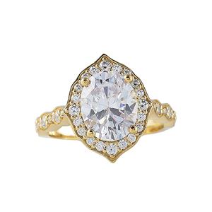 Bague de mariage Halo Vintage de vente chaude, bague de fiançailles en or 14k avec diamant Moissanite original taille ovale 2CT - Product Image 1
