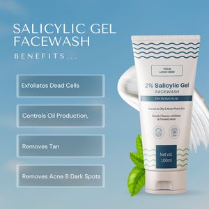Gel Nettoyant Visage à 2% d'Acide Salicylique – Contrôle de l'Acné et des Imperfections, Éclaircit, Exfolie les Cellules Mortes, Nettoyage en Profondeur, Contrôle du Sébum, Sans Parfum - Product Image 3