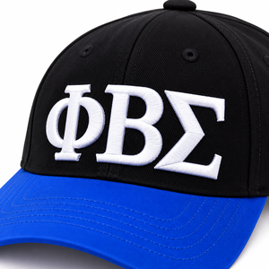 Gorra de Béisbol Phi Beta Sigma Negra y Azul Rey con Letras Griegas Bordadas en Blanco, Visera Curva, Gorro de Algodón Informal para Fraternidad - Product Image 5