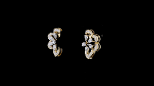 Boucles d'oreilles élégantes et luxueuses pour mariée, à fleurs, avec diamants de laboratoire |   Or massif 14 carats plaqué rhodium |   Cadeau de fête et de mariage - Product Image 2