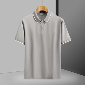 Camiseta de Manga Corta para Hombre, Negra y Blanca, de Tela de Rizo, Spandex/Algodón, Secado Rápido, Lisa, Informal, con Logotipo Frontal, Venta al Por Mayor - Product Image 2