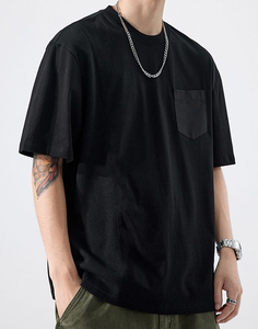 เสื้อยืดผ้าถักคุณภาพสูง 100% ผ้าฝ้าย ดีไซน์ทันสมัย แบรนด์สั่งทำ สีพื้น ทรงหลวม ไซส์ใหญ่  แบบเรียบ  สามารถสั่งทำได้ - Product Image 6