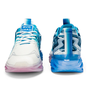Baskets de course décontractées pour hommes bleues/blanches, prix de gros, chaussures de sport tendance pour la marche - Product Image 1