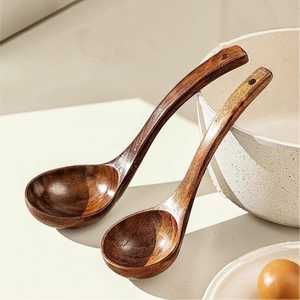 ทัพพีไม้ด้ามยาว ช้อนเสิร์ฟ อุปกรณ์ทำอาหารสำหรับห้องครัว - Product Image 3
