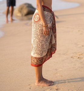 ผ้าคลุมชายหาดผ้าฝ้ายสำหรับผู้หญิงขายส่ง ลายพิมพ์โบโฮ ผ้าปาเรโอ กระโปรงทำมือ พิมพ์ลายบล็อกอินเดีย ผ้าคลุมบิกินี่ สำหรับฤดูร้อนและรีสอร์ท - Product Image 3