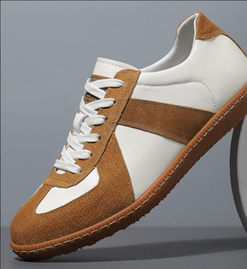 Baskets décontractées en cuir PU bicolore à lacets, chaussures plates respirantes, antidérapantes et légères pour la marche - Product Image 3