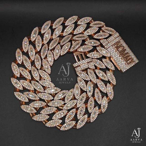 Rose Gold Plated 925 Silver Moissanite Cuban Link Necklace Hiphop Wedding Style Oval Claw Set <b>Iced</b> <b>Out</b> <b>Chain</b> Jewelry - Product Image 1