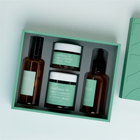Ensemble d'emballages haut de gamme pour soins de la peau et cosmétiques avec pots en verre ambré, flacons compte-gouttes pour sérum, boîte cadeau personnalisable pour crème de soin de la peau
