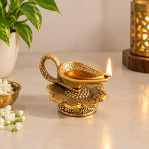 Brass Diya Decorative Oil Lamps for Diwali Puja Home Decor <b>Prayer</b> Festival Gift Handmade Indian Brass Diya Manufacturer Diwali - Product Image 2