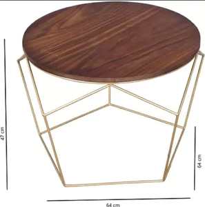 Table basse de luxe moderne avec plateau en marbre et structure en métal doré pour salon - Product Image 3