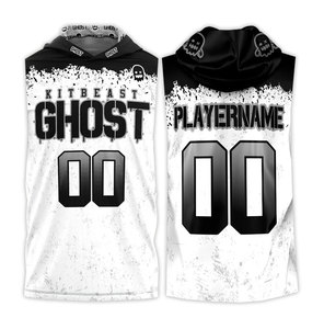 Maillot de basket-ball Kitbeast Ghost à capuche sans manches, sublimé, anti-humidité, unisexe, coupe athlétique pour adulte - Product Image 1