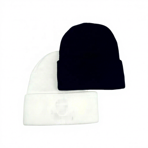 Unisex Skull Embroidery Beanie Hat Punk Style <b>Winter</b> <b>Cap</b> White Black Color 100% Acrylic Casual Wear for Adults - Product Image 1