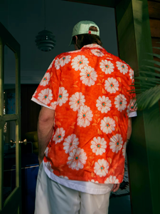 Custom Summer Hawaiian <b>Shirt</b> Orange Allover Printed Digital Printing Cuba Collar Short Sleeve <b>Shirt</b> - Product Image 3