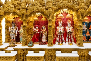 Grand Golden Hindu Temple for Swaminarayan Sanstha Mandir Custom Wooden Sanstha Mandir for USA Hindu Mandir for Community <b>Halls</b> - Product Image 4