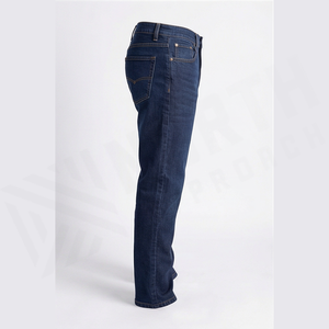 Jean en denim coupe droite délavé foncé pour homme, coupe classique, en coton, style décontracté, pantalon d'automne - Product Image 3
