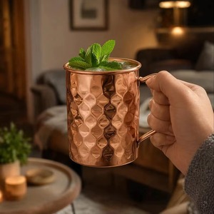 Wholesale Modern Pure Copper Hammered <b>Moscow</b> <b>Mule</b> <b>Mug</b> With Handle Solid Copper Barware Drinkware Handcrafted Water <b>Mug</b> - Product Image 3