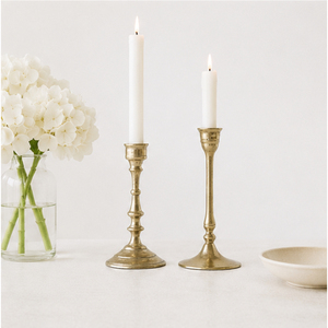 Antique <b>Brass</b> Taper Candle Holder Set Vintage Gold Metal <b>Candlestick</b> Holders for Wedding Table Centerpiece Luxury Home Accents - Product Image 4