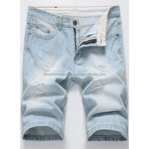 Short Cargo décontracté personnalisé pour hommes 100% coton vieilli Denim doublé Jean pantalon avec trous de haute qualité - Product Image 1