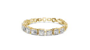 Bracelet tennis en or avec diamants taille princesse, bracelet éternité en diamants carrés de laboratoire, bijoux de luxe en diamants pour femmes - Product Image 5
