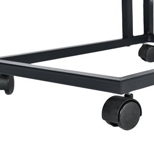 C Shaped <b>End</b> <b>Table</b> with Wheels for <b>Sofa</b> <b>Side</b> Bedside and Reading Corner-Brown - Product Image 3