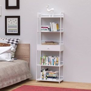 Libreria a Scala WTZ a 5 Ripiani con Cassetti Girevoli, Scaffale Moderno Aperto Bianco per Camera da Letto, Soggiorno, Ufficio - BC 239 - Product Image 4