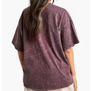 Camiseta de Cuello Redondo Extra Grande para Mujer, Manga Corta, Tie Dye, Color Sólido, 100% Algodón, Transpirable, Corte Holgado, para Todas las Temporadas - Product Image 5