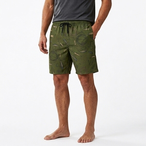 Shorts de bain décontractés pour hommes, bleu marine, imprimé floral, avec cordon de serrage - Product Image 4